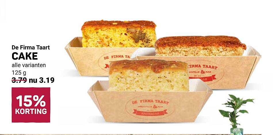 De Firma Taart CAKE alle varianten 125 g 15% KORTING