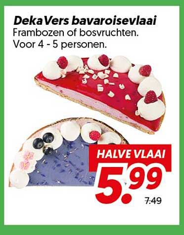 DekaVers bavaroisevlaai Frambozen of bosvruchten. Voor 4 - 5 personen. HALVE VLAAI