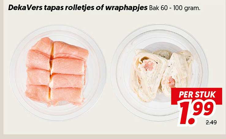 DekaVers tapas rolletjes of wraphapjes Bak 60 - 100 gram.