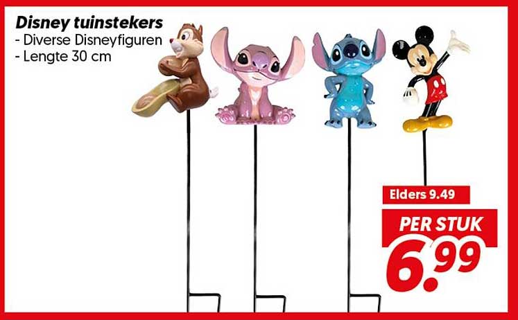Disney tuinstekers - Diverse Disneyfiguren - Lengte 30 cm