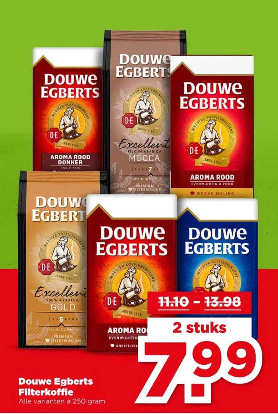 Douwe Egberts Filterkoffie Alle varianten à 250 gram 2 stuks