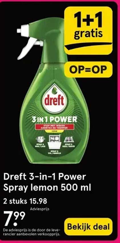 Dreft 3-in-1 Power Spray lemon 500 ml 1+1 gratis