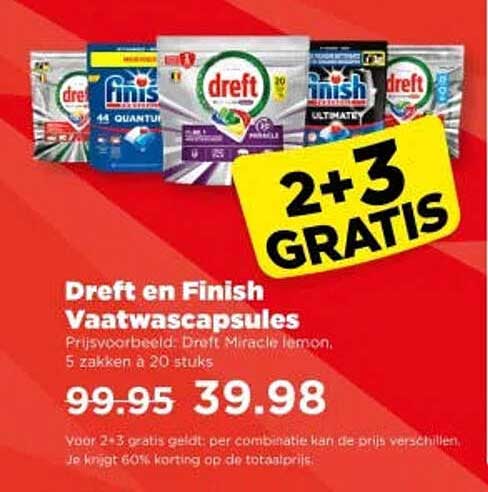 Dreft en Finish Vaatwascapsules 2+3 GRATIS