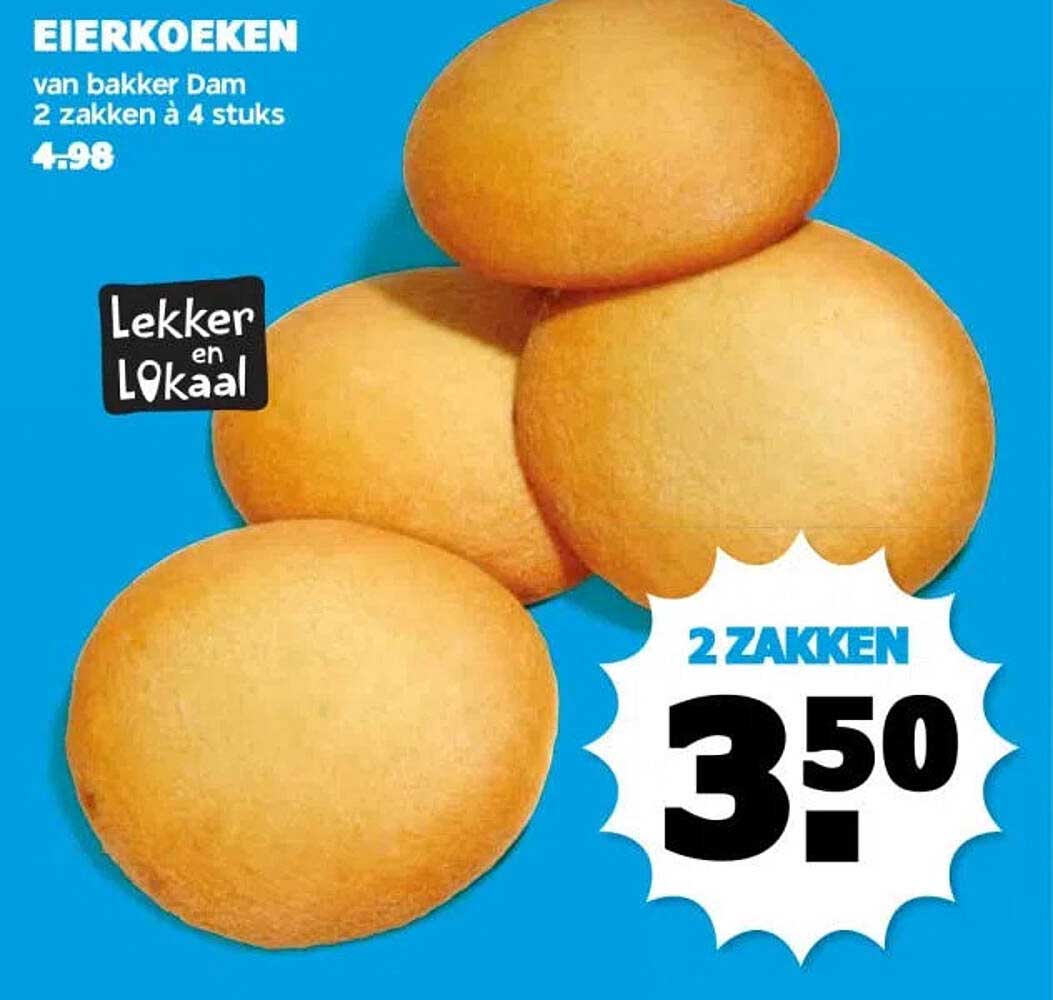 EIERKOEKEN van bakker Dam 2 zakken à 4 stuks