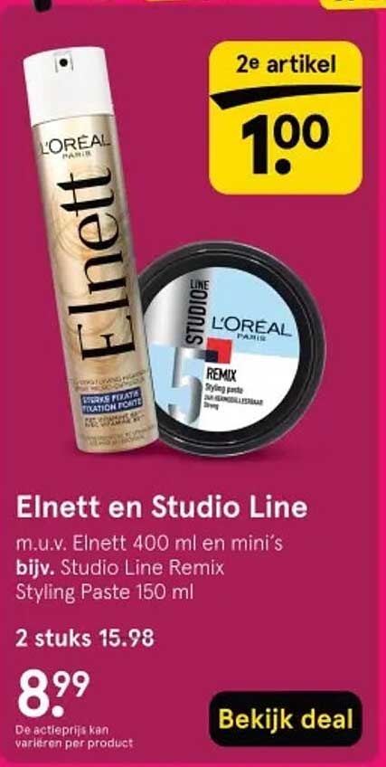 Elnett en Studio Line 2e artikel 1,00