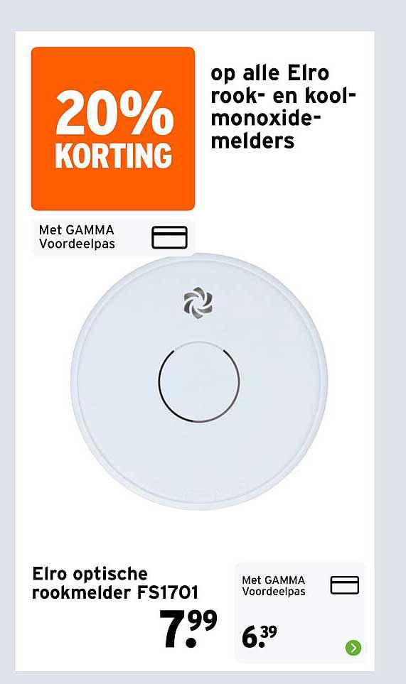 Elro optische rookmelder FS1701 20% KORTING op alle Elro rook- en koolmonoxidemelders