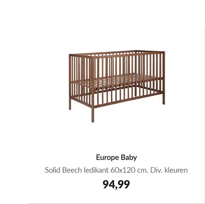 Europe Baby Solid Beech ledikant 60x120 cm. Div. kleuren