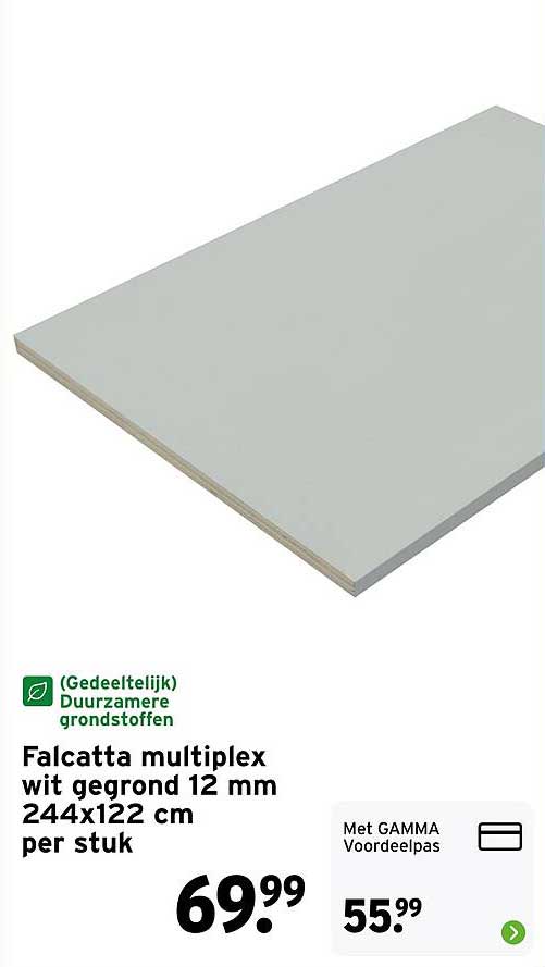 Falcatta multiplex wit gegrond 12 mm 244x122 cm per stuk