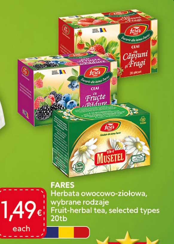 FARES Herbata owocowo-ziołowa, wybrane rodzaje Fruit-herbal tea, selected types 20tb