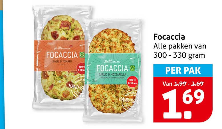 Focaccia Alle pakken van 300 - 330 gram PER PAK
