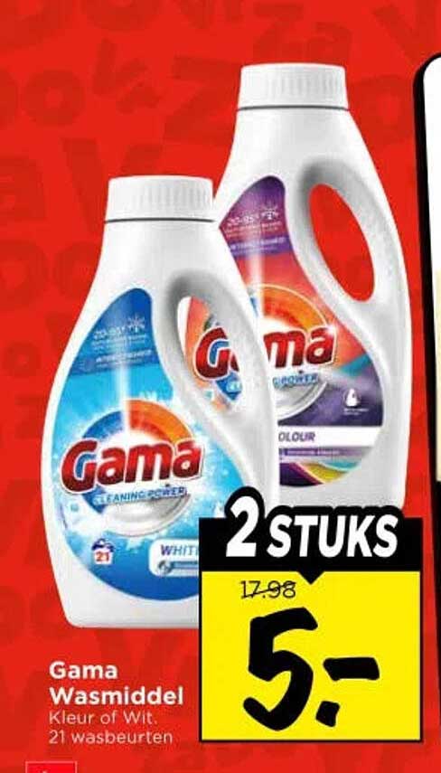 Gama Wasmiddel Kleur of Wit. 21 wasbeurten 2 STUKS