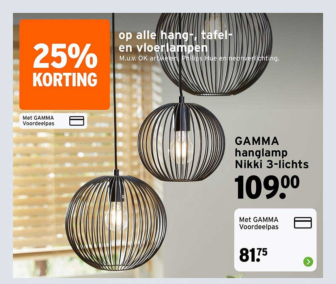 GAMMA hanglamp Nikki 3-lichts 25% korting