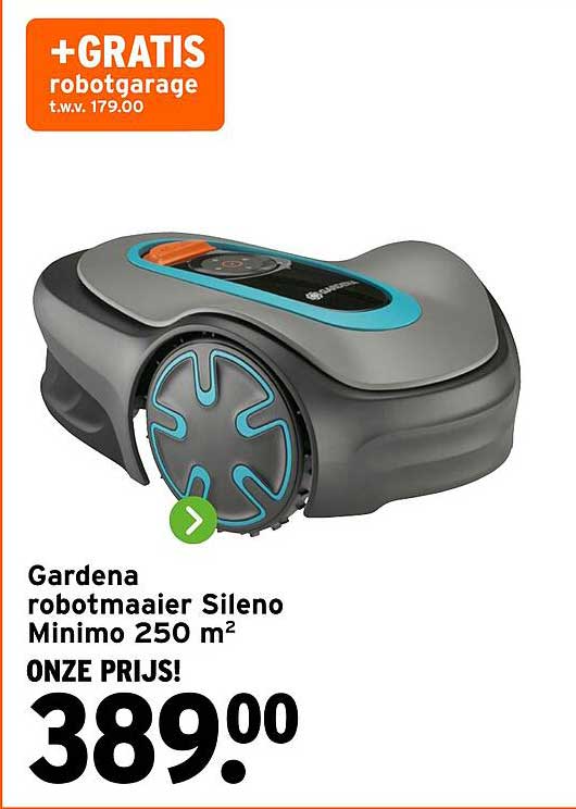 Gardena robotmaaier Sileno Minimo 250 m² +GRATIS robotgarage t.w.v. 179,00