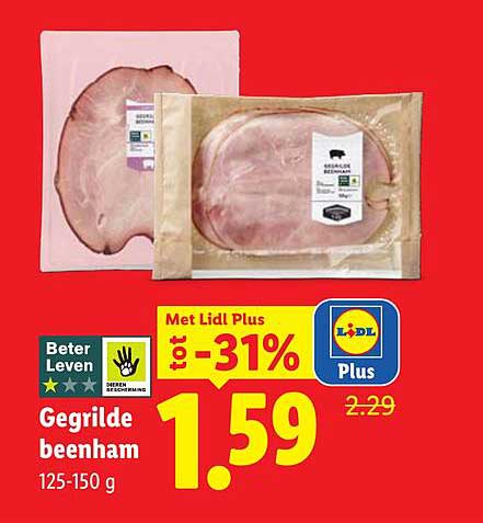 Gegilde beenham 125-150 g Met Lidl Plus € -31%