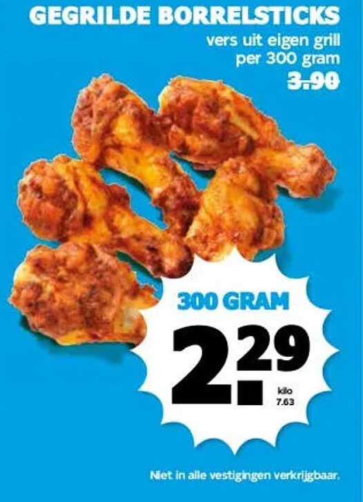 GEGRILDE BORRELSTICKS vers uit eigen grill per 300 gram