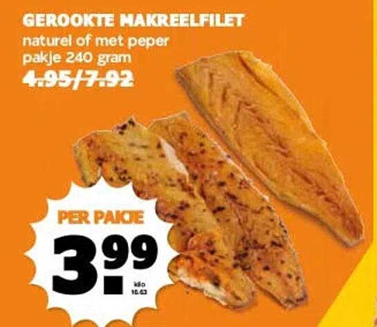 GEROOKTE MAKREELFILET naturel of met peper pakje 240 gram