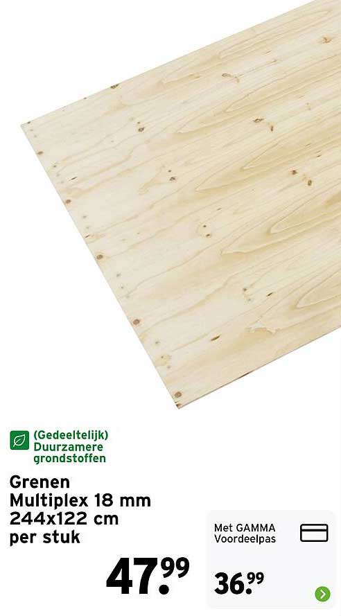 Grenen Multiplex 18 mm 244x122 cm per stuk