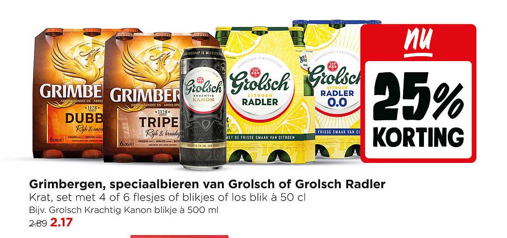 Grimbergen, speciaalbieren van Grolsch of Grolsch Radler