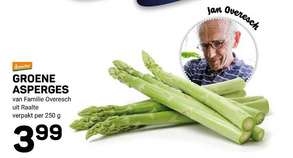 GROENE ASPERGES van Familie Overesch uit Raalte verpakt per 250 g