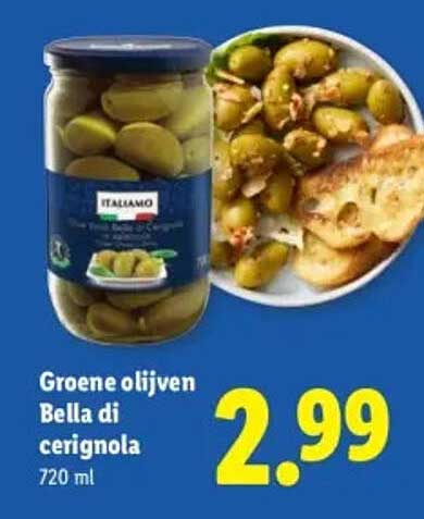 Groene olijven Bella di cerignola 720 ml