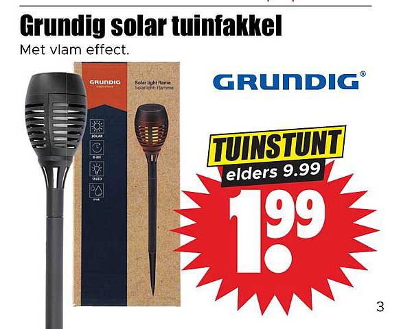 Grundig solar tuinfakkel Met vlam effect.