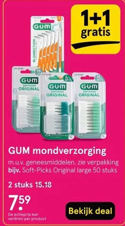 GUM mondverzorging 1+1 gratis
