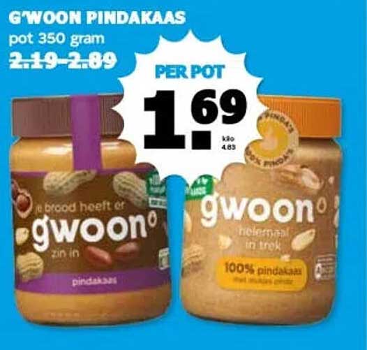 'G'woon pindakaas pot 350 gram
