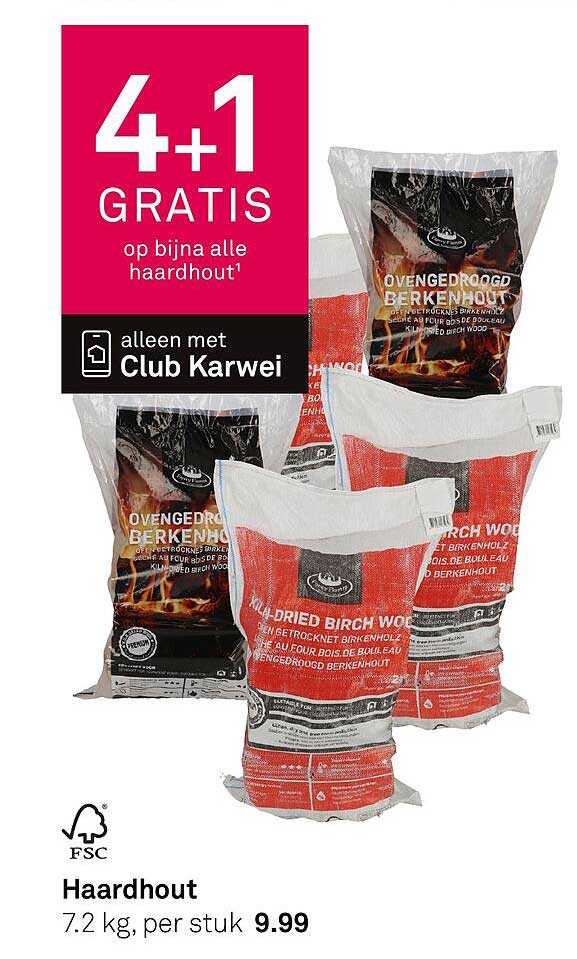 Haardhout 4+1 GRATIS op bijna alle haardhout¹