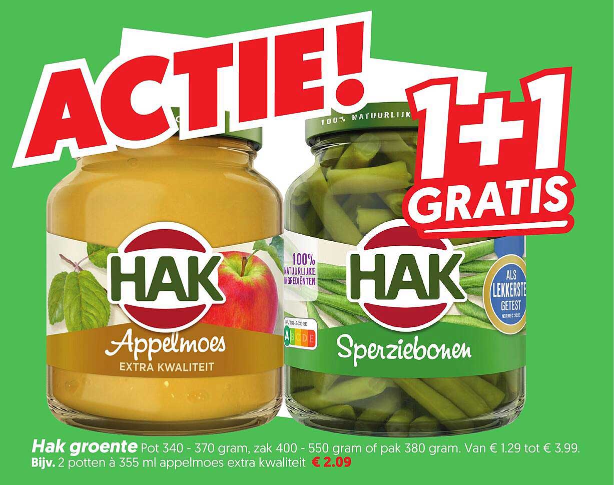 Hak groenten 1+1 gratis