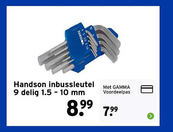 Handson inbussleutel 9 delig 1.5 - 10 mm