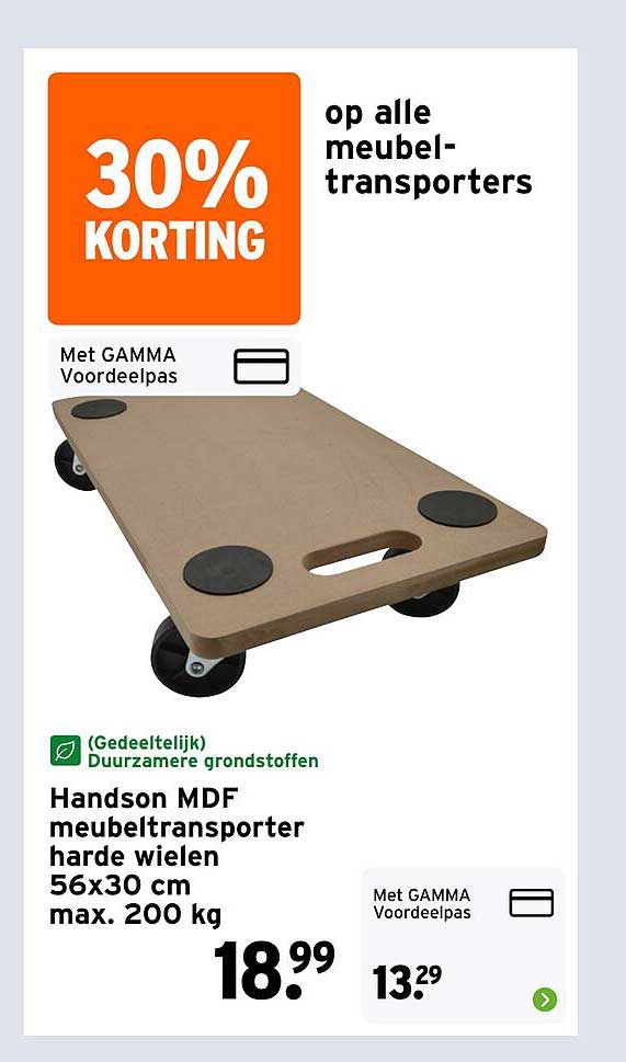 Handson MDF meubeltransporter harde wielen 56x30 cm max. 200 kg 30% korting op alle meubel-transporters