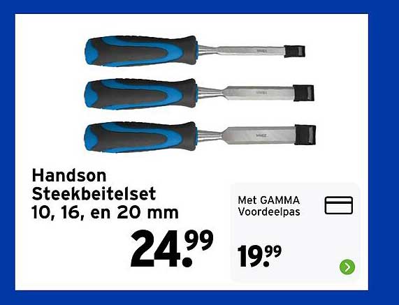 Handson Steekbeitelset 10, 16, en 20 mm