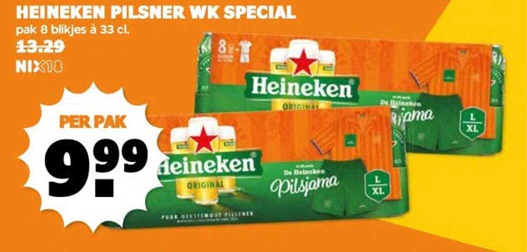 HEINEKEN PILSNER WK SPECIAL pak 8 blikjes à 33 cl