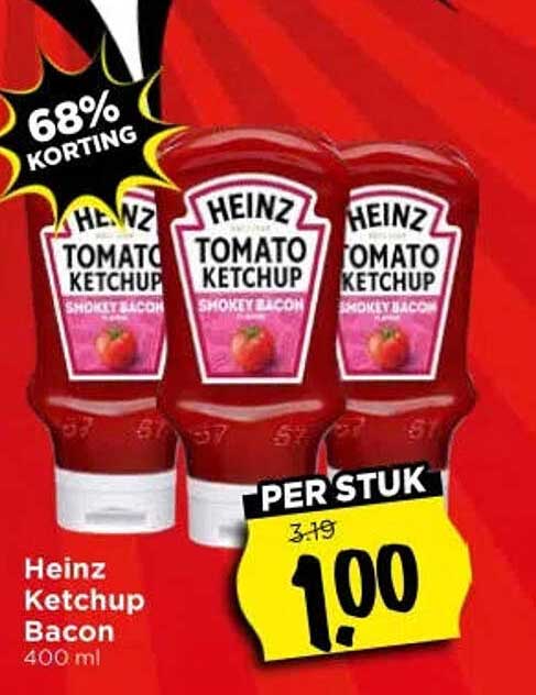 Heinz Ketchup Bacon 400 ml 68% korting