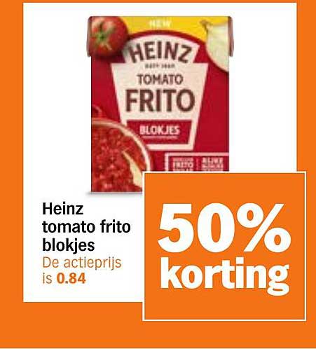 Heinz tomato frito blokjes 50% korting