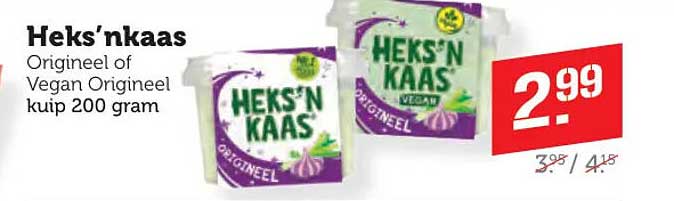 Heks'nkaas Origineel of Vegan Origineel kuip 200 gram