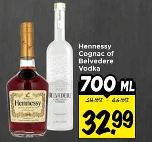Hennessy Cognac of Belvedere Vodka 700 ML