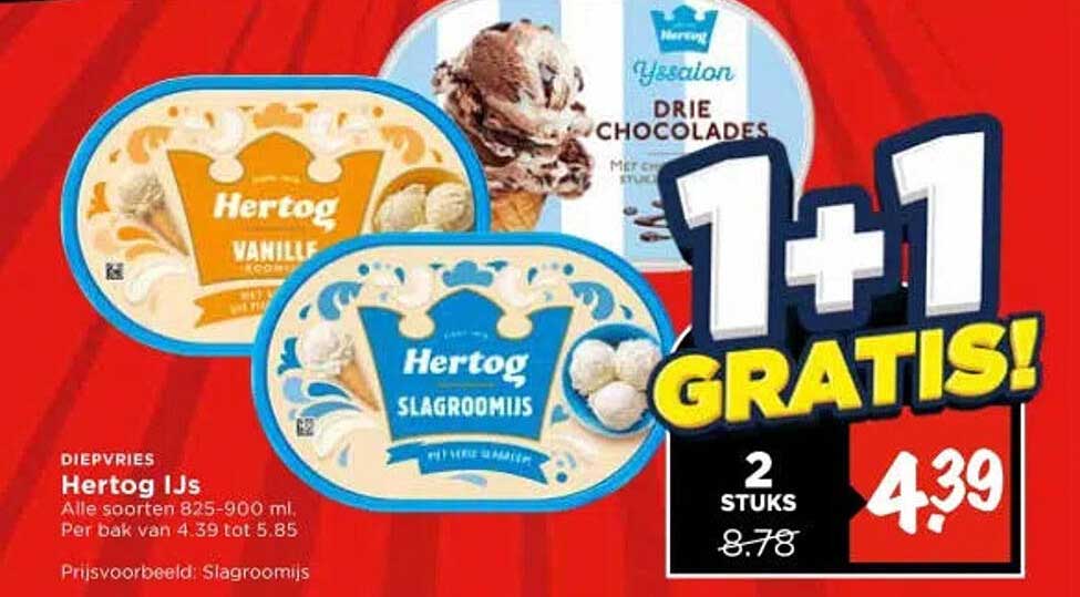 Hertog IJs 2 stuks 1+1 gratis