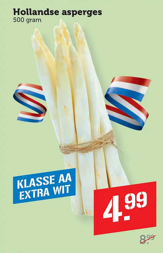 Hollandse asperges 500 gram KLASSE AA EXTRA WIT