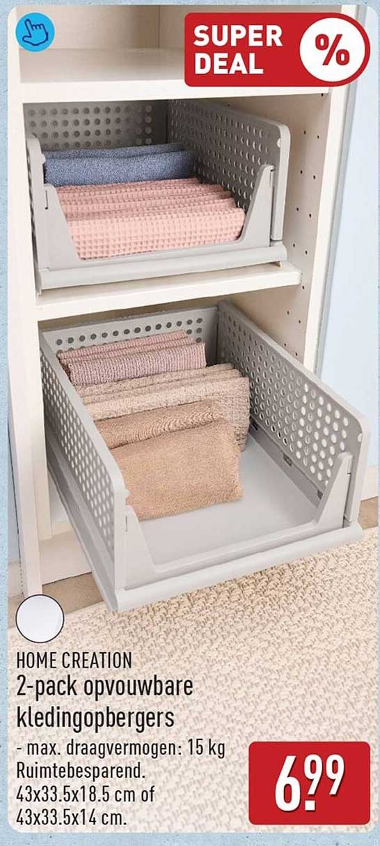 HOME CREATION 2-pack opvouwbare kledingopbergers
