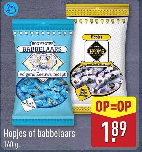 Hopjes of babbelaars 160 g. OP=OP