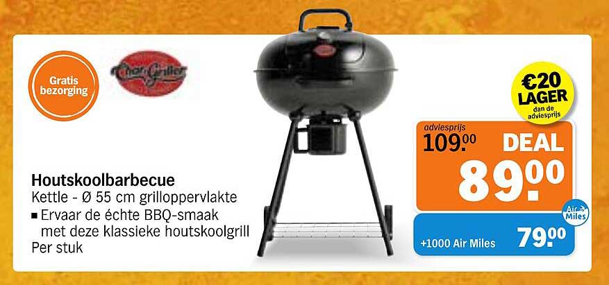 Houtskoolbarbecue Kettle - Ø 55 cm grilloppervlakte