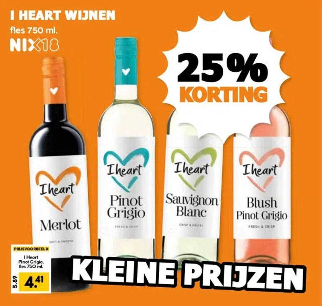 I HEART WIJNEN fles 750 ml. NIX18 25% KORTING