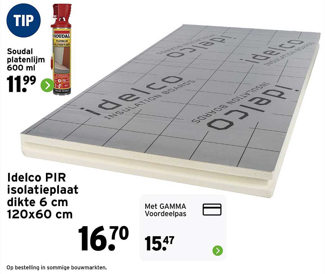 Idelco PIR isolatieplaat dikte 6 cm 120x60 cm