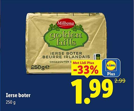 Ierse boter 250 g Met Lidl Plus -33%