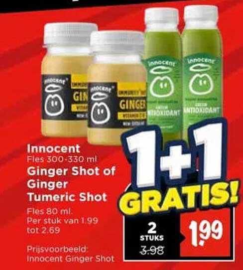 Innocent Ginger Shot of Ginger Tumeric Shot 1+1 GRATIS!
