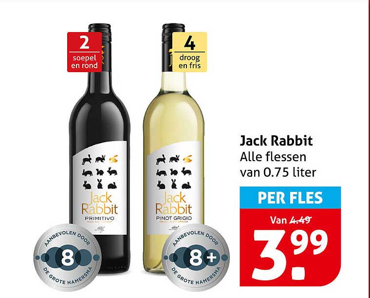Jack Rabbit Alle flessen van 0.75 liter PER FLES