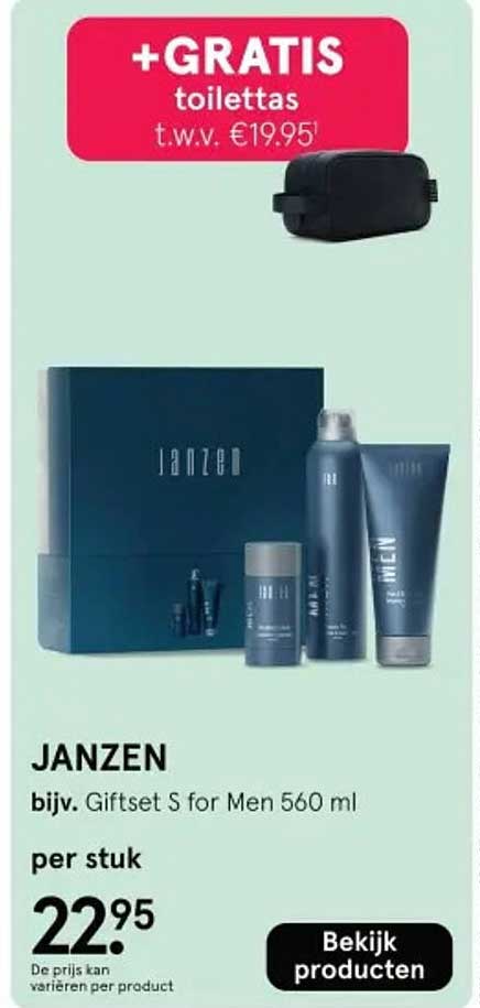 JANZEN bijv. Giftset S for Men 560 ml +GRATIS toilettas t.w.v. €19,95