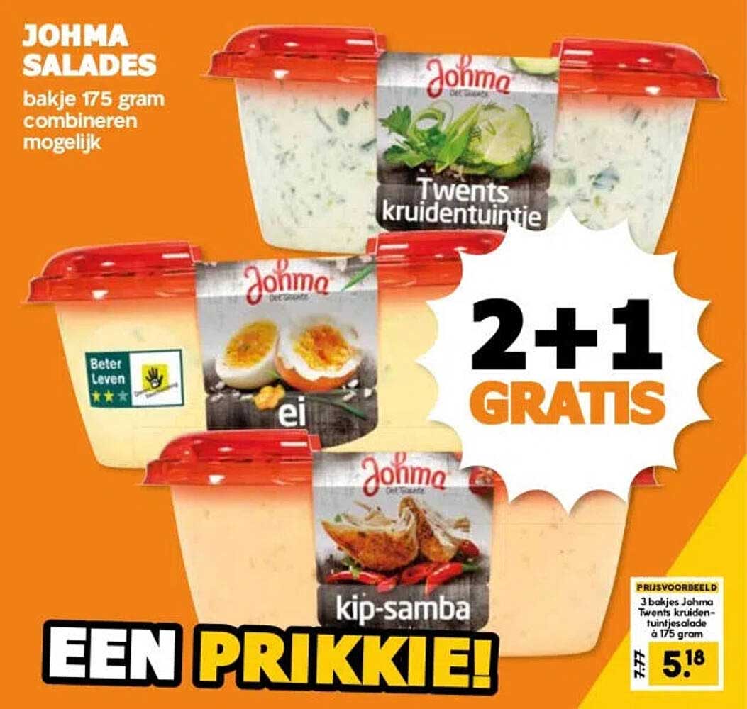 JOHMA SALADES bakje 175 gram combineren mogelijk 2+1 GRATIS