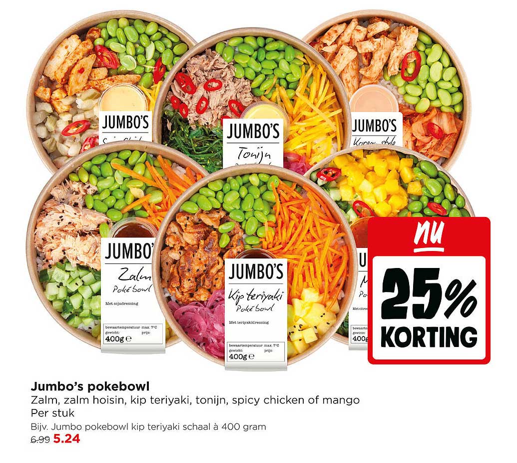 Jumbo’s pokebowl 25% korting